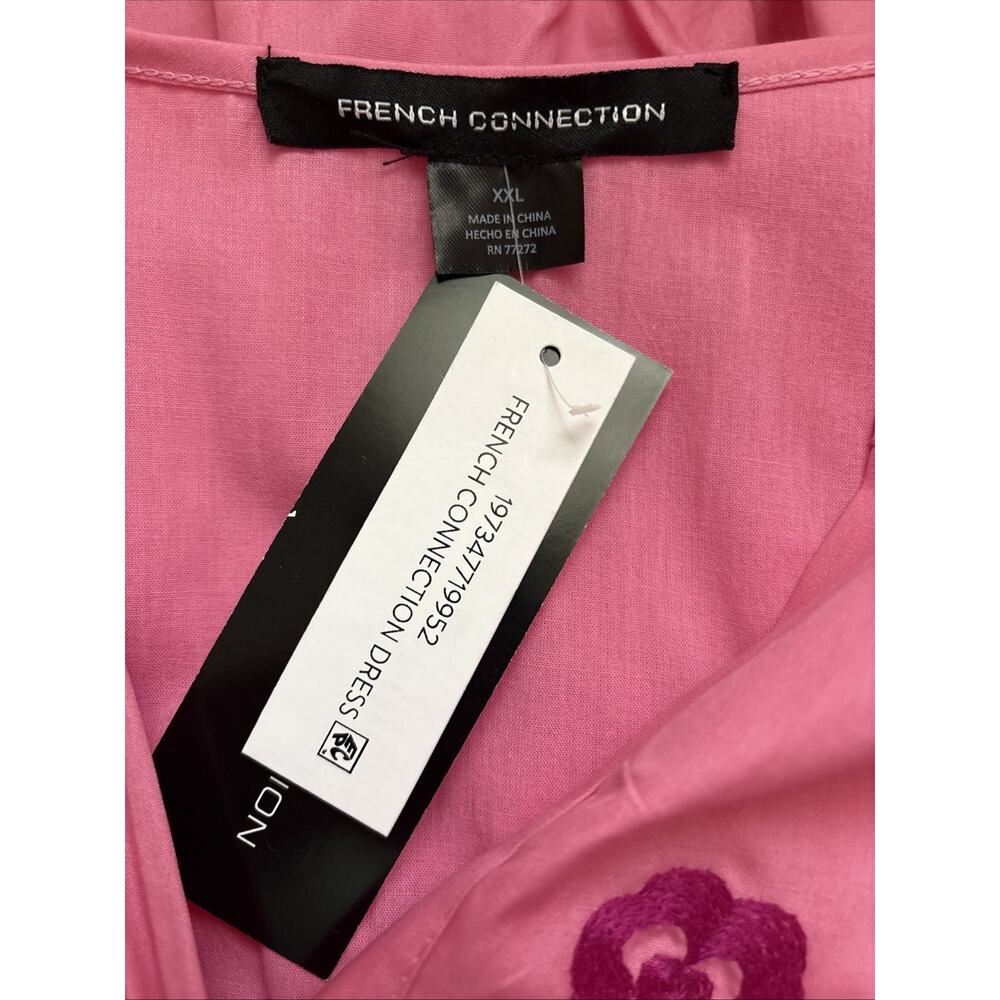 NEW French Connection Embroidered Peasant Dress Sz XXL Pink Boho Country Rustic - Picture 8 of 9